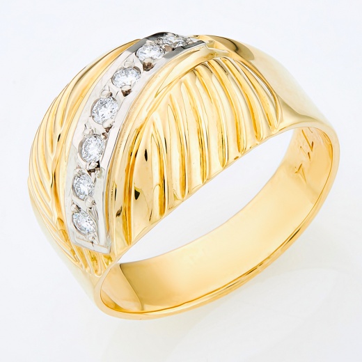Кольцо из комбинированного золота 750 пробы c 7 бриллиантами Л63014621 фото 1