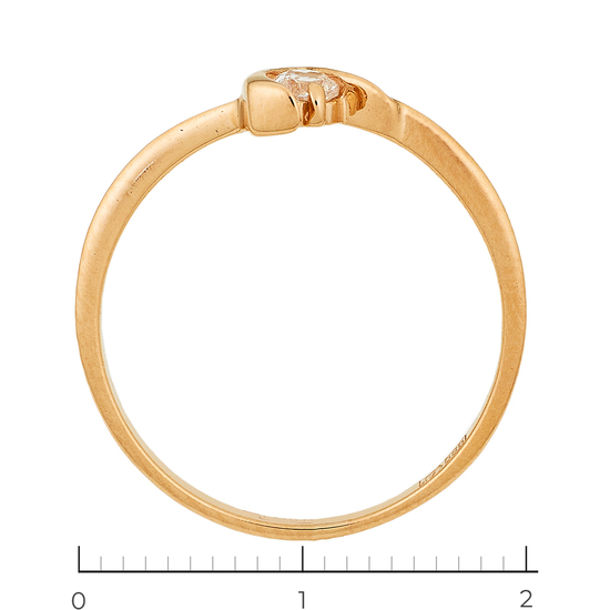 Кольцо из красного золота 585 пробы c 1 фианитом, Л11152313 за 6540