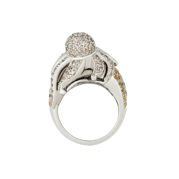 Кольцо из золота 750 пробы c бриллиантами и цветными сапфирами, Л 6402 4061 за 290000