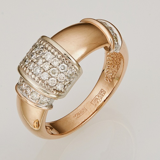 Кольцо из комбинированного золота 585 пробы c 32 бриллиантами 126285 фото 1