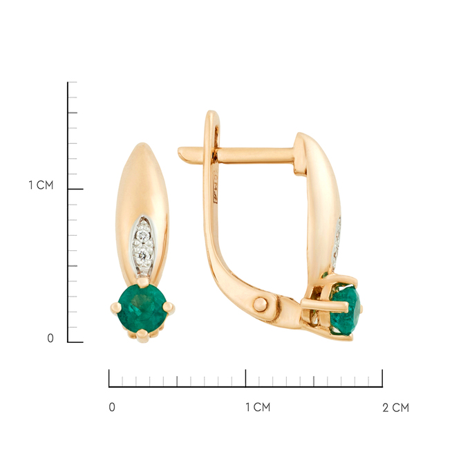 Серьги из золота 585 пробы c изумрудами и бриллиантами, К 0000 3974 за 37900