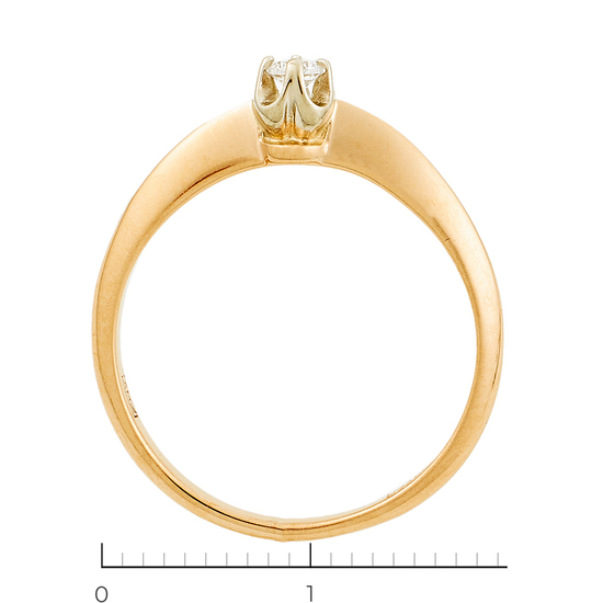 Кольцо из комбинированного золота 585 пробы c 1 фианитом, Л76004758 за 8460