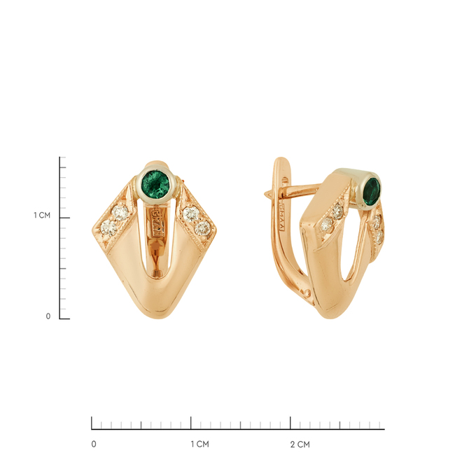 Серьги из золота 585 пробы c изумрудами и бриллиантами, Л 5104 1886 за 55520