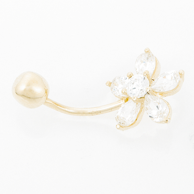 Пирсинг золото, 585, 1 к.,1,69 гр. (чистый вес 1,339 гр.) со следами износа; 6 Синт. камень Бесцветный