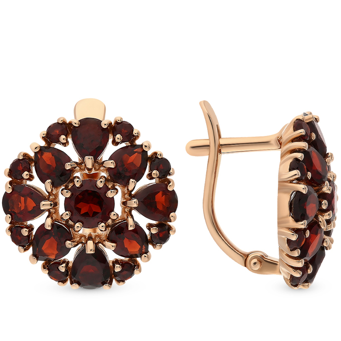 Серьги из золота 585 пробы c гранатами