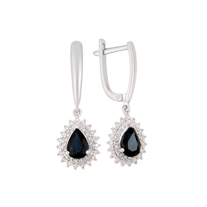 Серьги из золота 585 пробы c сапфирами и бриллиантами