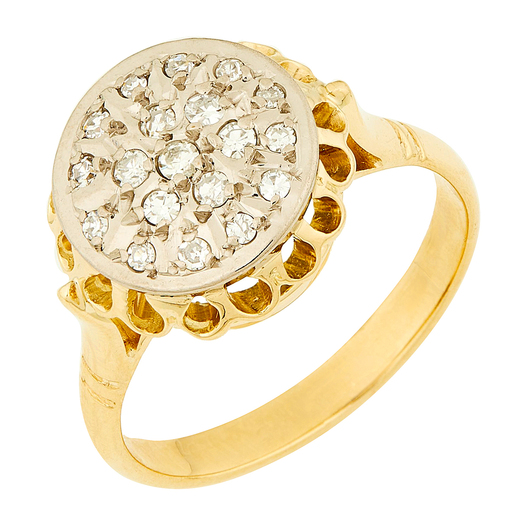 Кольцо из комбинированного золота 750 пробы c 19 бриллиантами Л28060304 фото 1