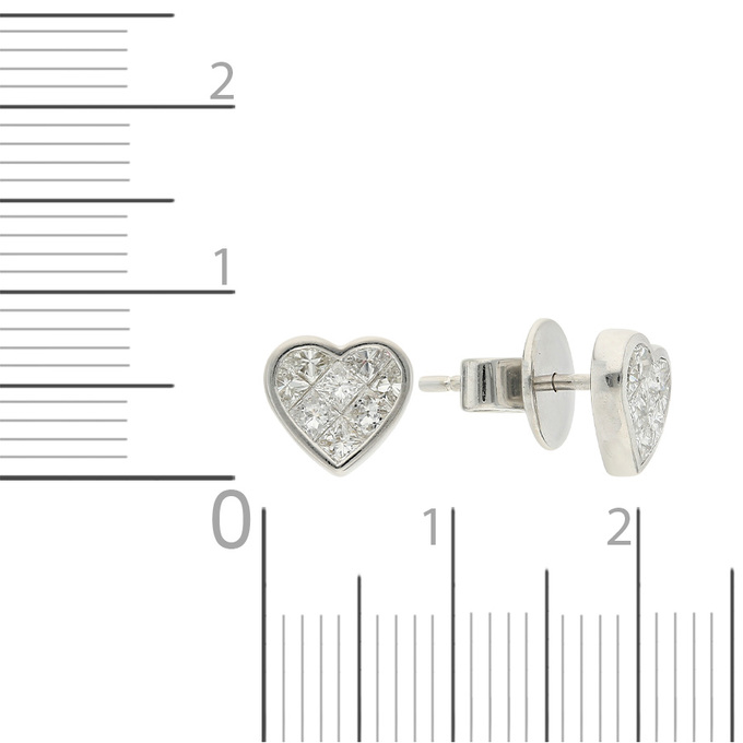 Серьги-пусеты золото, 750, 1 к.,3,33 гр. (чистый вес 3,33 гр.) со следами износа; 8 Бриллиант Фан. 6/5 вес 0,24 ct, 8 Бриллиант П65 4/5 вес 0,32 ct
