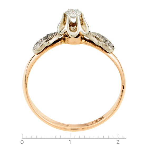 Кольцо из комбинированного золота 585 пробы c 3 бриллиантами, Л64018579 за 26450