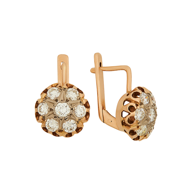 Серьги из золота 585 пробы c бриллиантами