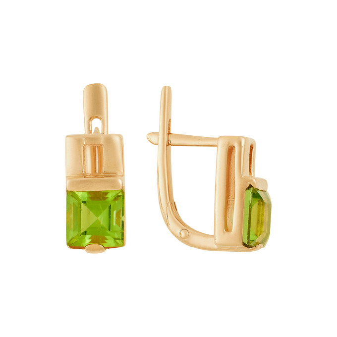 Серьги из золота 585 пробы c хризолитами, Ц О007 2427 за 49840