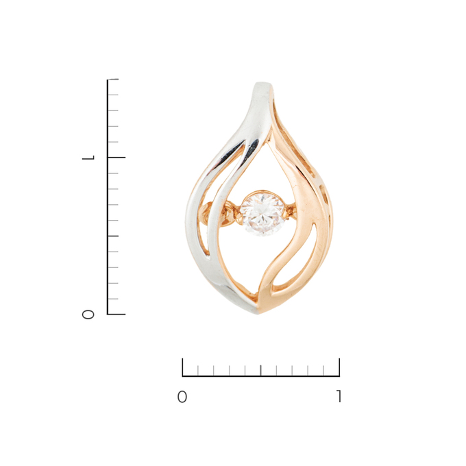 Подвеска из комбинированного золота 585 пробы c 1 фианитом