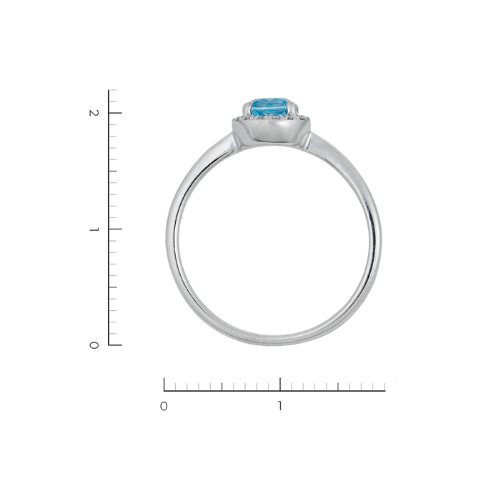 Кольцо из белого золота 585 пробы c 16 бриллиантами и 1 топазом