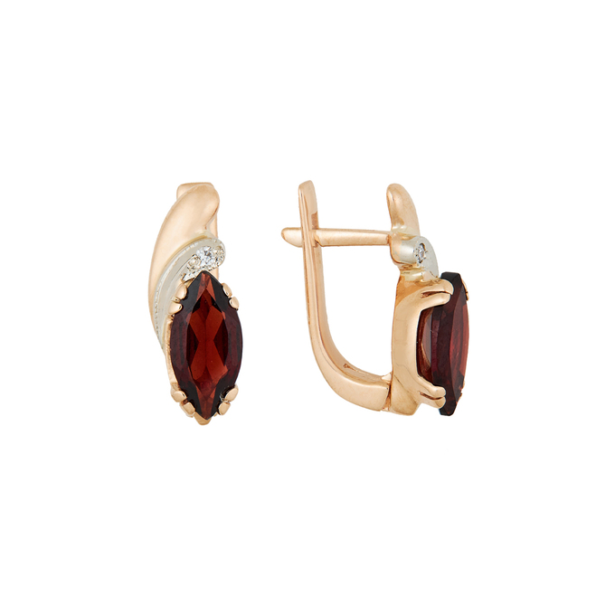 Серьги из золота 585 пробы c гранатами и бриллиантами, Л 5104 0185 за 50400