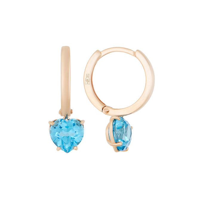 Серьга из золота 585 пробы c топазом