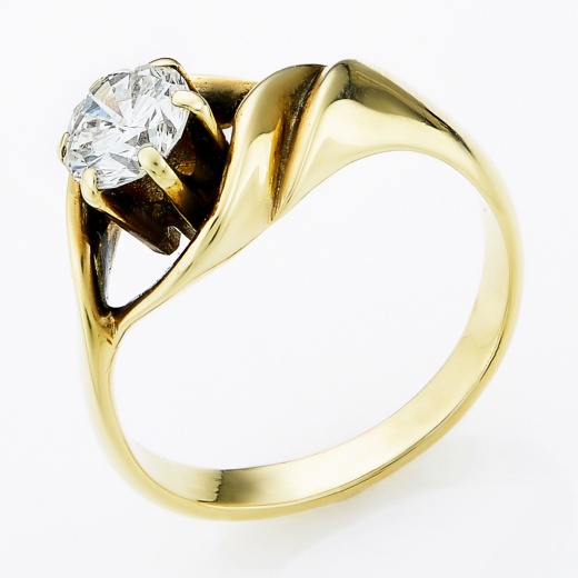 Кольцо из желтого золота 585 пробы c 1 бриллиантом Л32047439 фото 1