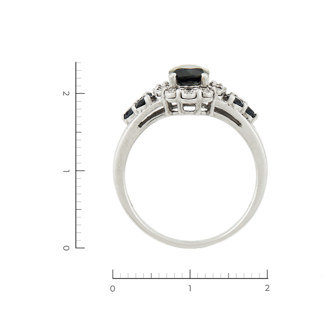 Кольцо из белого золота 585 пробы c 12 бриллиантами и 7 сапфирами, Л 7302 0140 за 40530