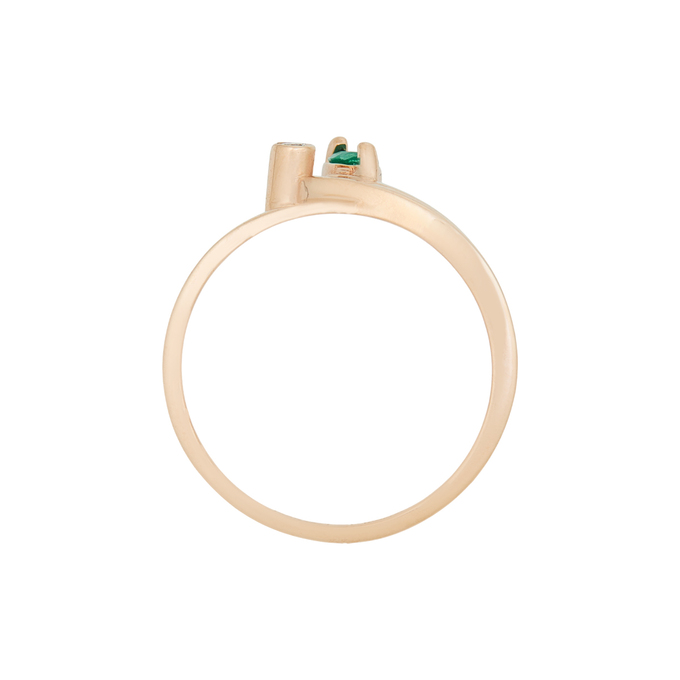 Кольцо из золота 585 пробы c изумрудом и бриллиантом, Ц О003 7220 за 29520