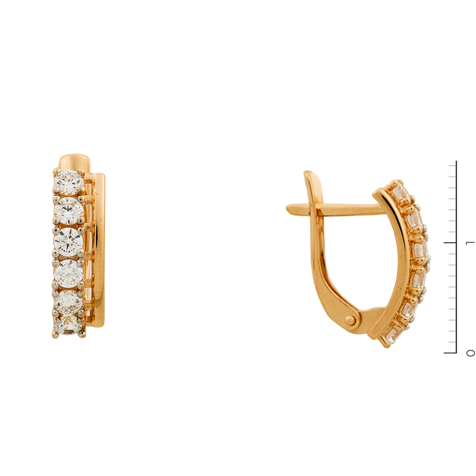 Серьги из красного золота 585 пробы c фианитами
