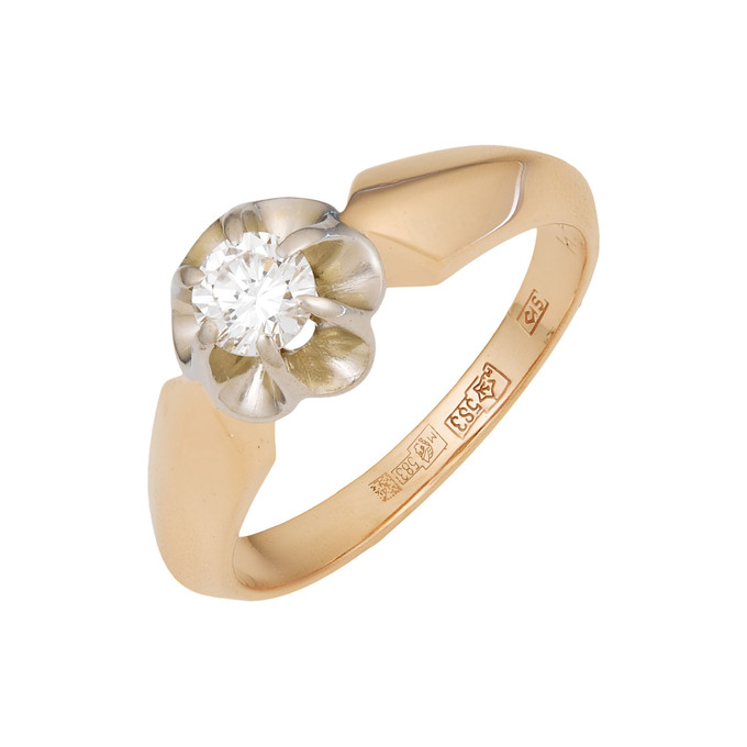 Кольцо из золота 583 пробы c бриллиантом, Л 1912 0157 за 92700