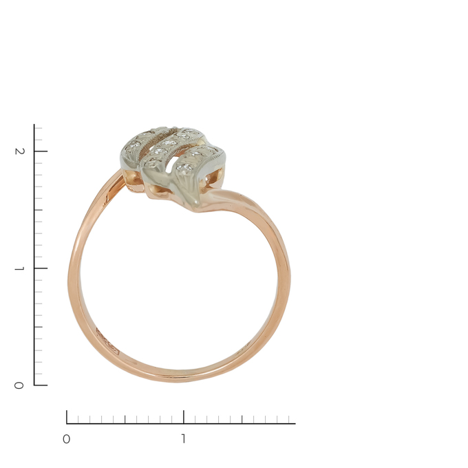 Кольцо из комбинированного золота 585 пробы c 11 бриллиантами, Л 4709 5851 за 34000