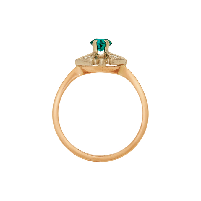 Кольцо из золота 585 пробы c бриллиантами и синтетическим изумрудом, Л 3209 0504 за 58800