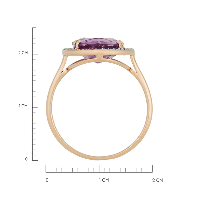 Кольцо из золота 585 пробы c аметистом и фианитами, Л 7303 3367 за 23040