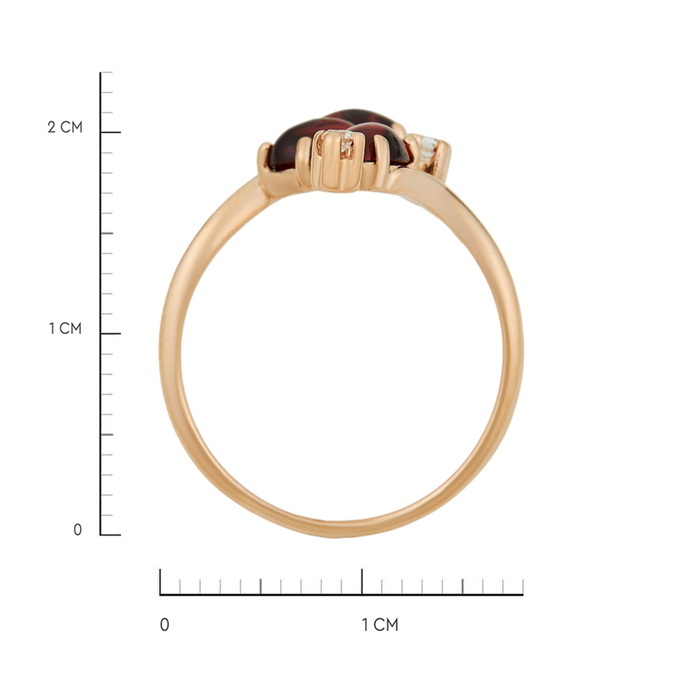 Кольцо из золота 585 пробы c гранатами и фианитами, Л 3606 3556 за 29680