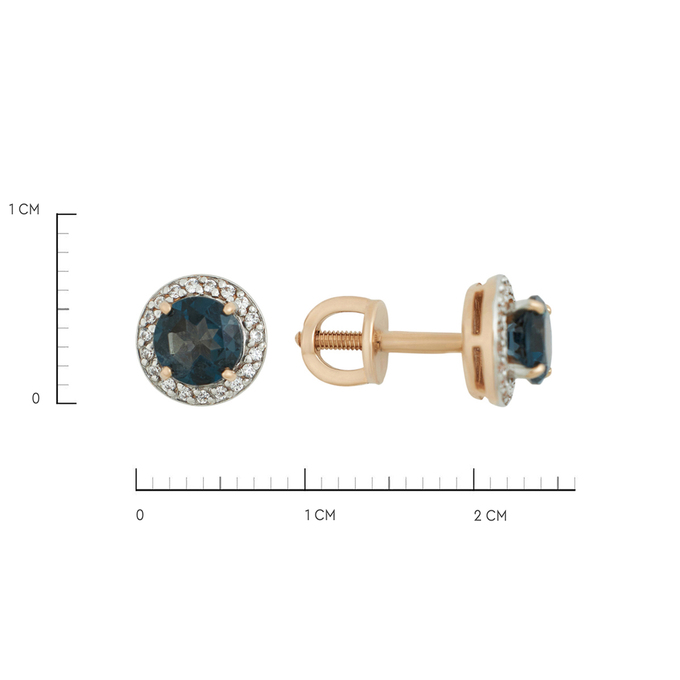 Серьги из золота 585 пробы c топазами Лондон и фианитами, К 0000 4367 за 24900