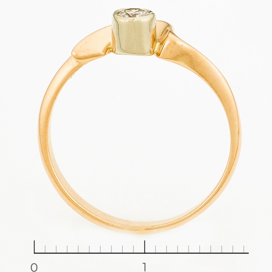 Кольцо из комбинированного золота 585 пробы c 1 бриллиантом, Л46080617 за 13450