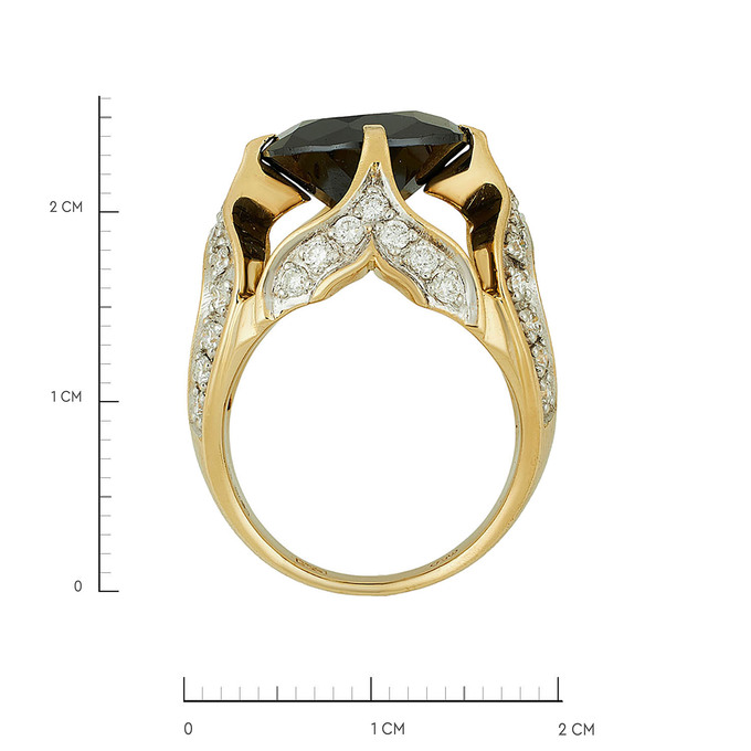 Кольцо из золота 750 пробы c бриллиантами и синтетическим камнем