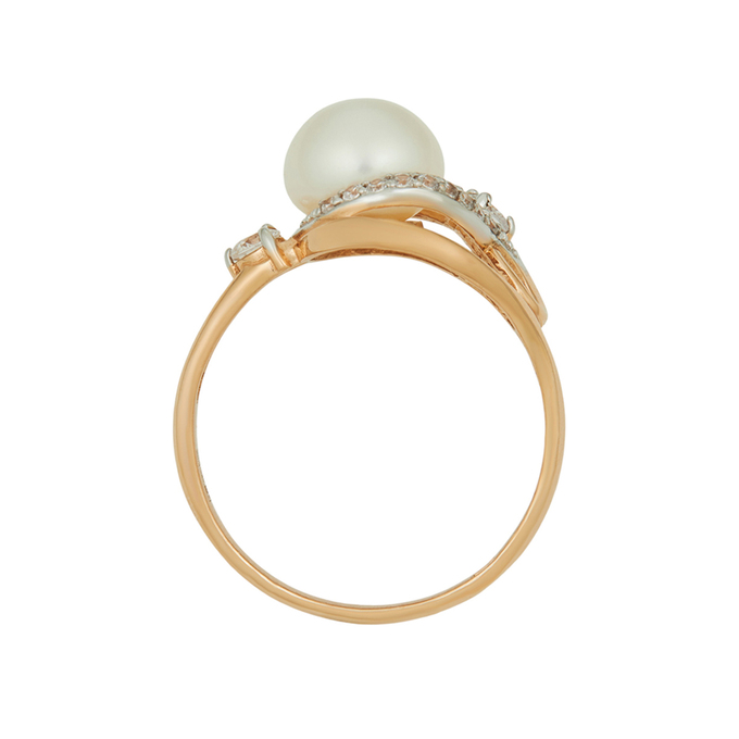 Кольцо из золота 585 пробы c культивированным жемчугом и фианитами, Л 5703 8804 за 35920