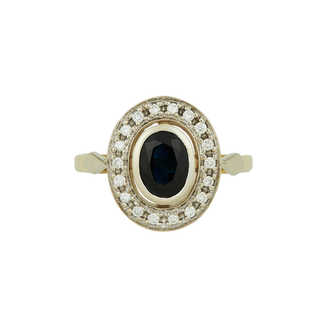 Кольцо из золота 585 пробы c сапфиром и бриллиантами, Л 0406 6769 за 63120