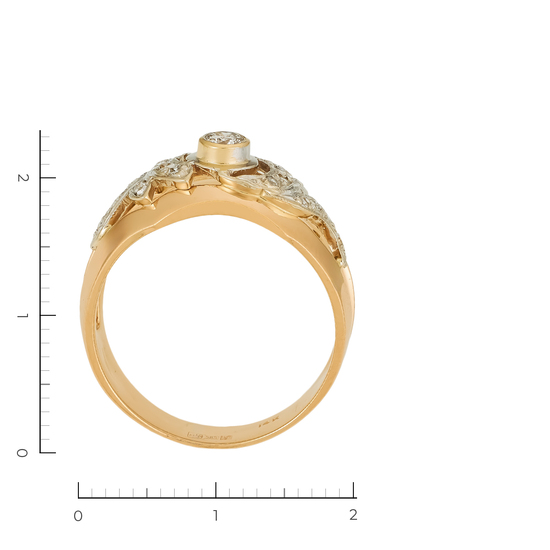 Кольцо из комбинированного золота 585 пробы c 19 бриллиантами, Л22117858 за 38430