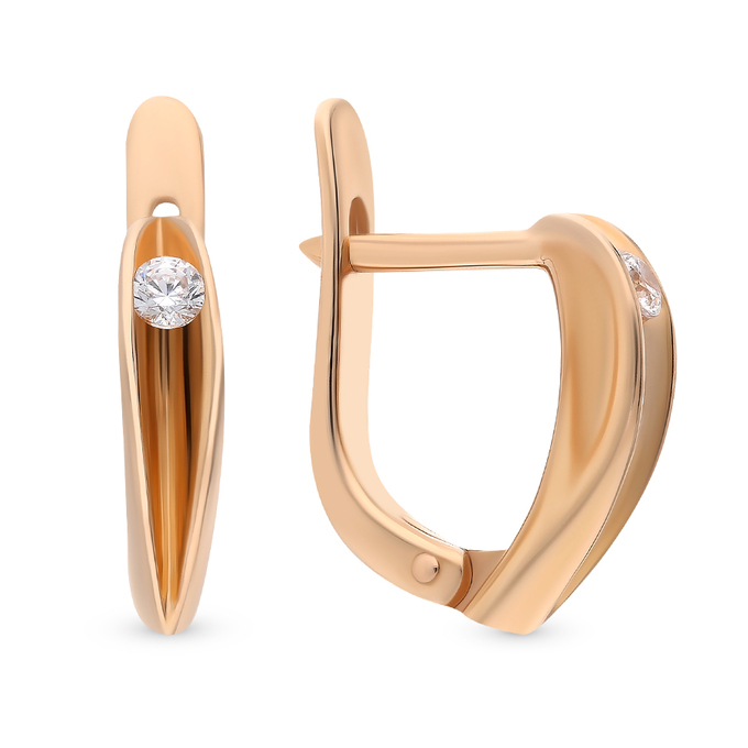 Серьги из золота 585 пробы c фианитами