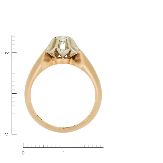 Кольцо из комбинированного золота 583 пробы c 1 бриллиантом, Л76008616 за 37730