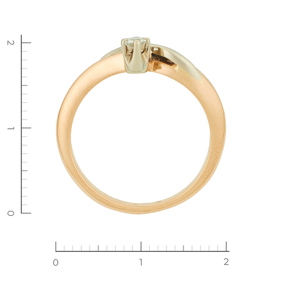 Кольцо из комбинированного золота 585 пробы c 1 бриллиантом, Л52071858 за 14805