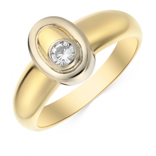 Кольцо из комбинированного золота 750 пробы c 1 бриллиантом 066410 фото 1