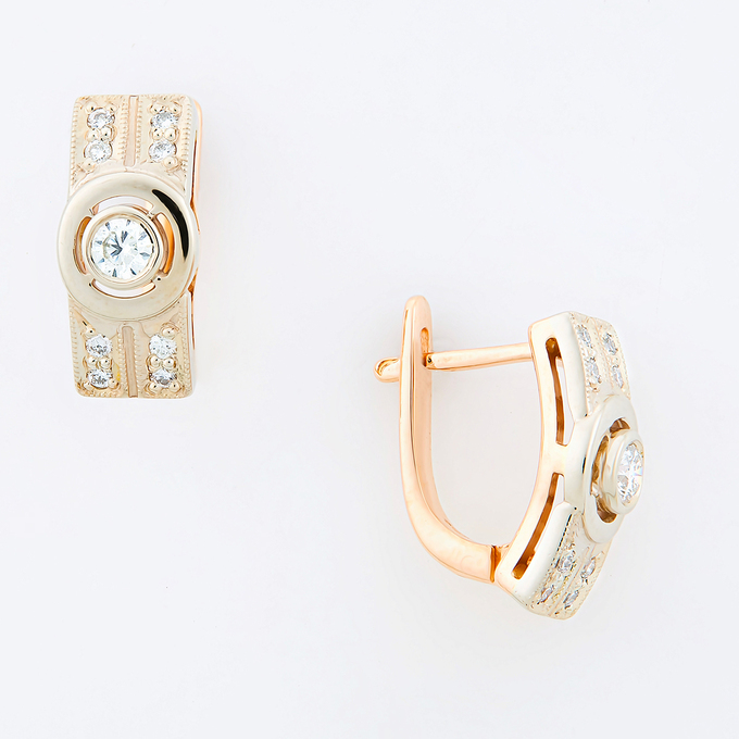 Серьги из золота 585 пробы c 18 бриллиантами