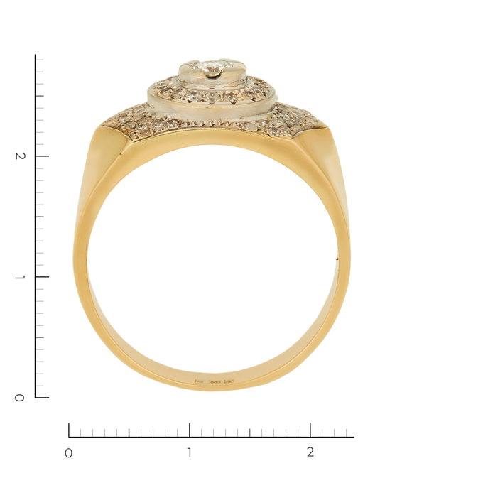 Кольцо из комбинированного золота 585 пробы c 55 бриллиантами, Л 3705 3985 за 69250