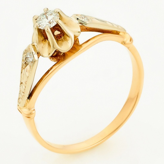 Кольцо из комбинированного золота 585 пробы c 3 бриллиантами, Л06155824 за 13265