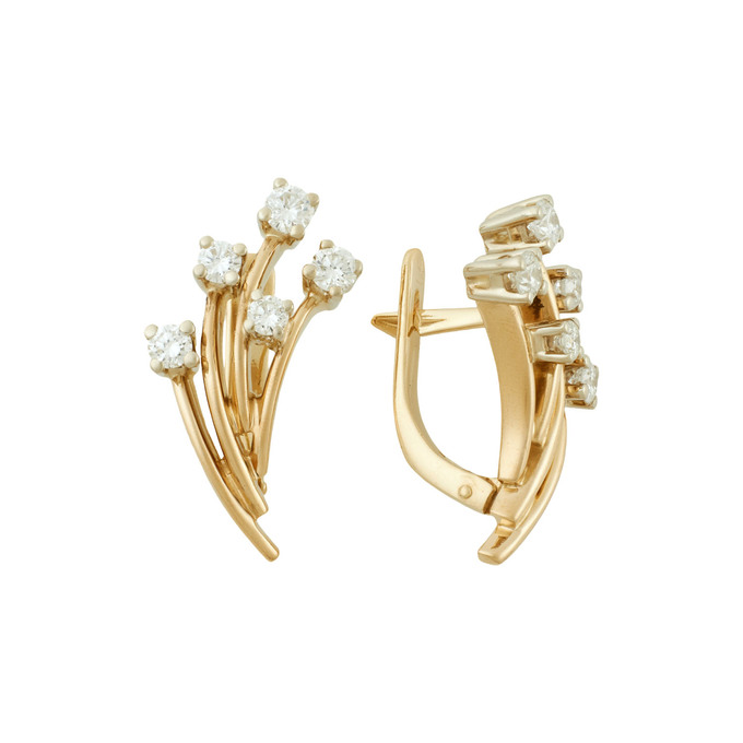 Серьги из золота 750 пробы c бриллиантами, Ц О007 2436 за 130000