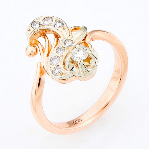 Кольцо из комбинированного золота 585 пробы c 8 бриллиантами Л33079253 фото 1