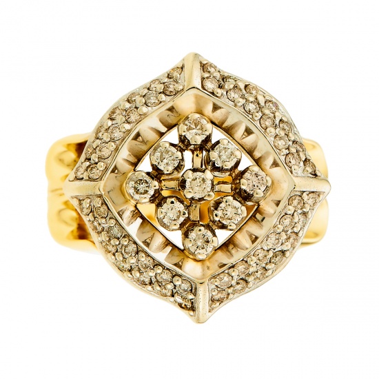 Кольцо из комбинированного золота 750 пробы c 61 бриллиантами