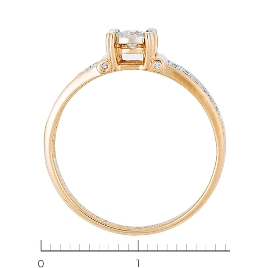 Кольцо из комбинированного золота 585 пробы c 25 бриллиантами, Л30131729 за 22800