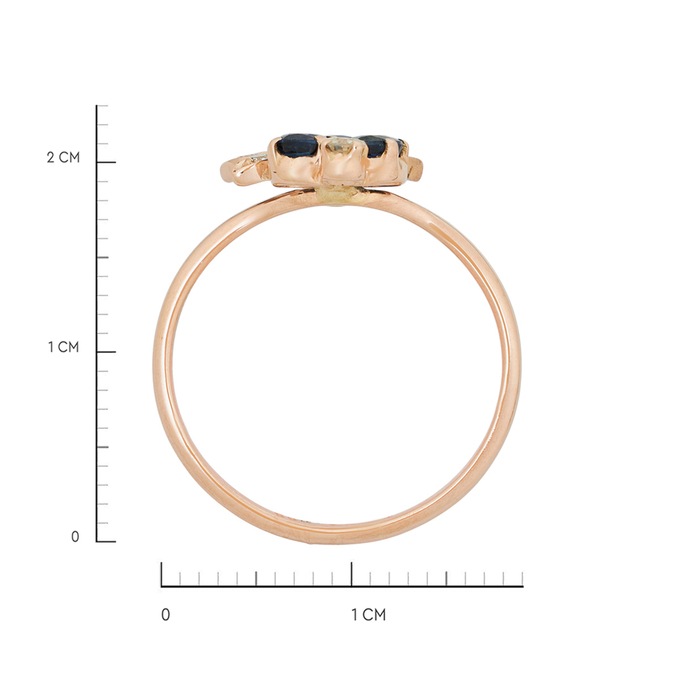 Кольцо из золота 585 пробы c 6 бриллиантами и 3 сапфирами