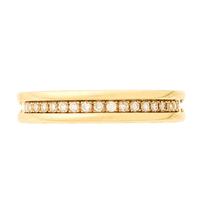 Кольцо Bvlgari золото, 750, 3 к.,9,05 гр. (чистый вес 9,05 гр.) Bvlgari,  куплено в ЗУ; 38 Бриллиант Кр57 3/4 вес 0,38 ct