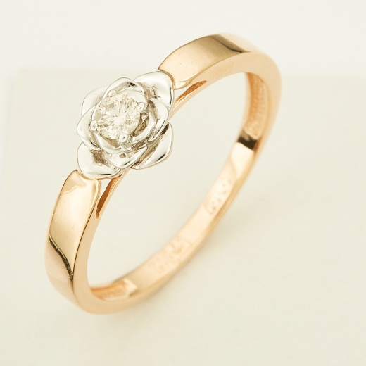 Кольцо из комбинированного золота 585 пробы c 1 бриллиантом Л32069260 фото 1
