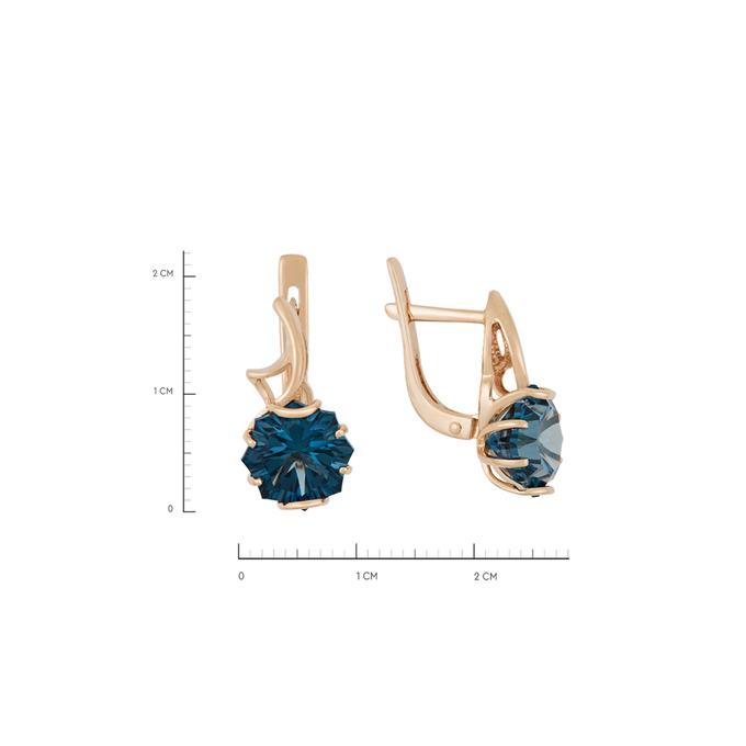 Серьги из золота 585 пробы c 2 топазами Лондон, Л 7502 3034 за 41360