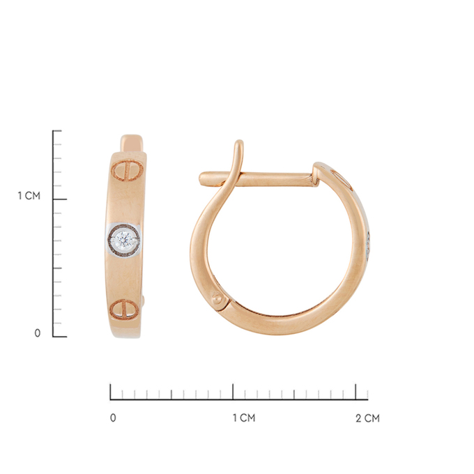 Серьги из золота 585 пробы c 2 фианитами